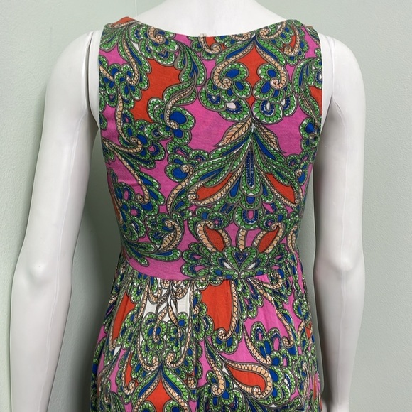 ANTHROPOLOGIE Lilka Seaglass Pink Green Paisley Printed Keyhole Midi Dress Small - Picture 10 of 12